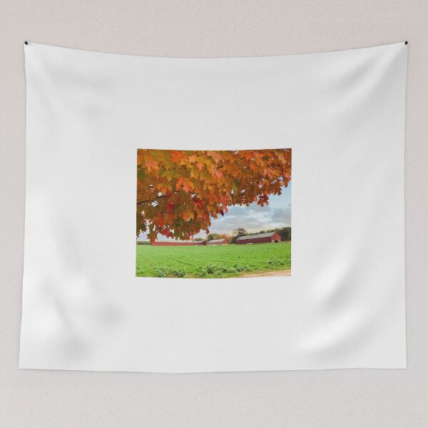 Item preview, Fall in Connecticut w red barns, red leaves designed and sold by Paintingladycat.
