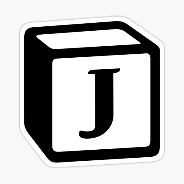 "Letter 'J' Block Monogram" Sticker by iamrobandrews Redbubble