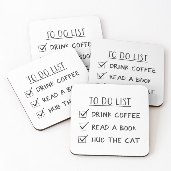 Item preview, Cat, Book & Coffee Quote - To Do List designed and sold by Primroaddesigns.
