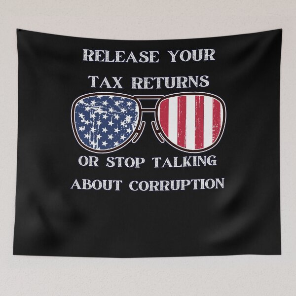 Item preview, Release Your Tax Returns OR Stop Talking About Corruption quote Glasses Presidential Debate 2020 Trump Biden designed and sold by RKSDesigns.