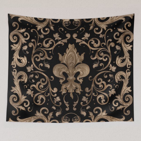 Item preview, Luxury Fleur-de-lis ornament - black and gold designed and sold by k9printart.