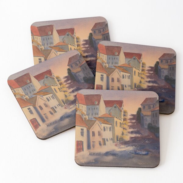 Item preview, Einar Aasen, cityscape showing light and shadow, red roofs and simplified houses in Trondheim, Norway. designed and sold by Einar Aasen.