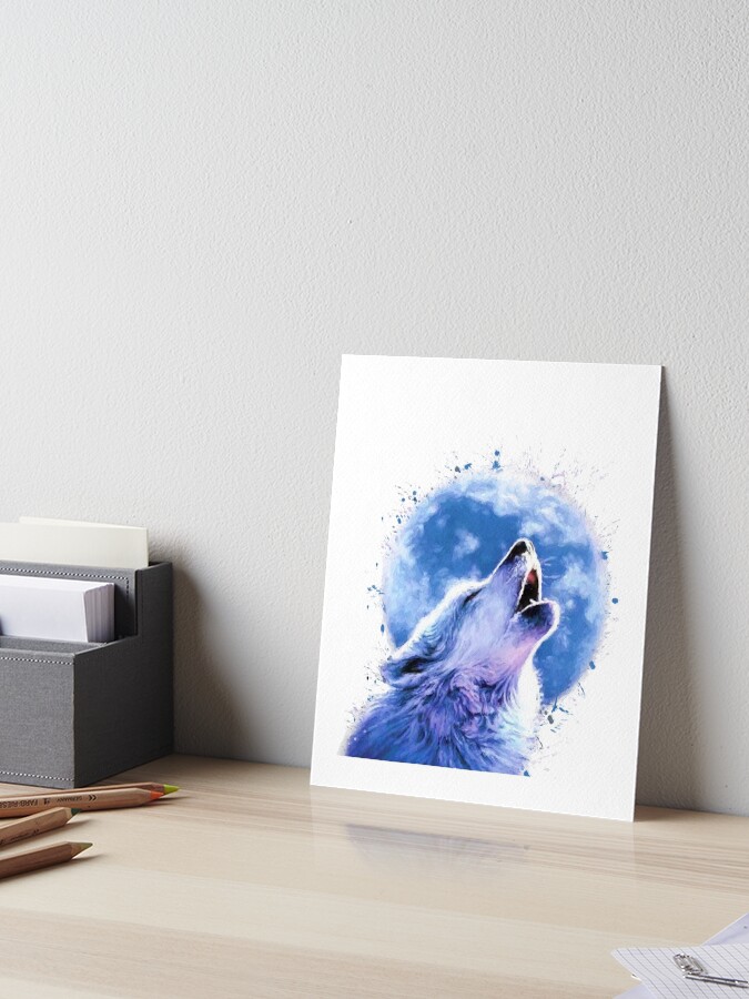 moon wolf ハンドメイドパステル画　絵画アート原画 期間限定・お買い得商品: |産地直送 moon wolf ハンドメイド