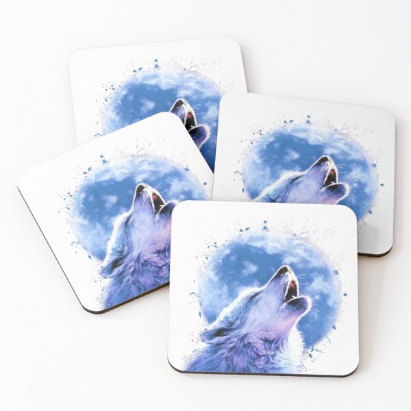 Item preview, Wolf Howling At Moon watercolor designed and sold by DelzStudio.