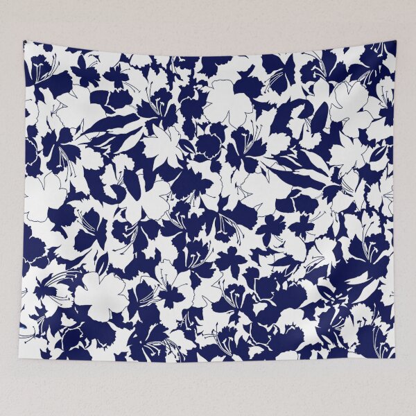 Item preview, White and blue flower pattern designed and sold by NekoTshirt.