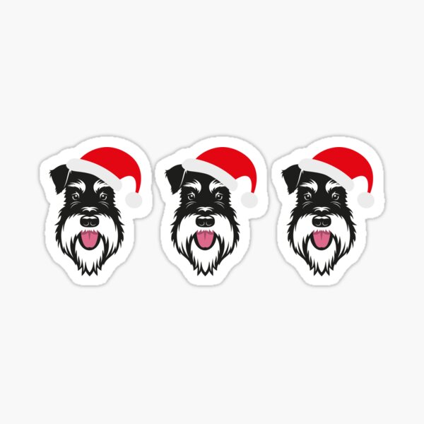 Santa face - silver & black schnauzer Sticker