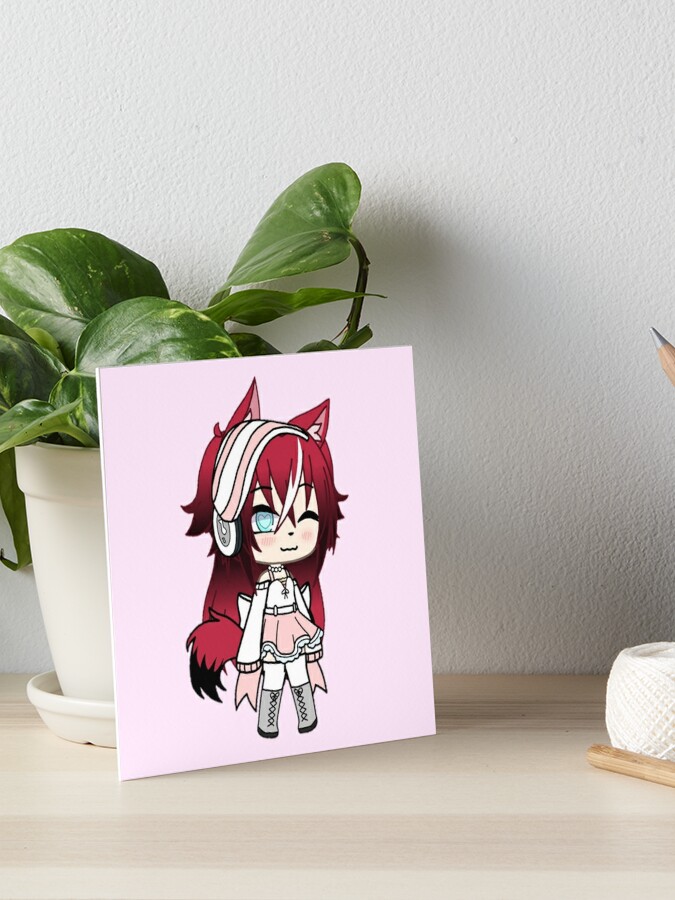 White Pink Cute Gacha Character Art Board Print By Gacha Art Redbubble