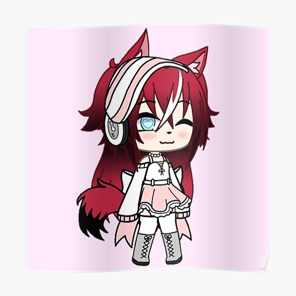 White Pink Cute Gacha Character Poster For Sale By Gacha Art Redbubble