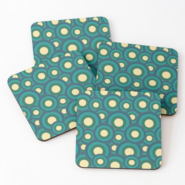 Item preview, Retro Style Circles geometrical minimalistic vintage pattern in blue, yellow and teal. designed and sold by milkasweet.