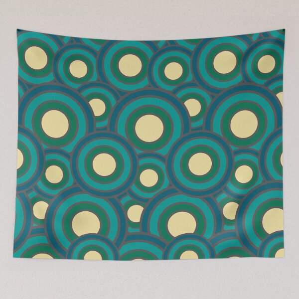 Item preview, Retro Style Circles geometrical minimalistic vintage pattern in blue, yellow and teal. designed and sold by milkasweet.