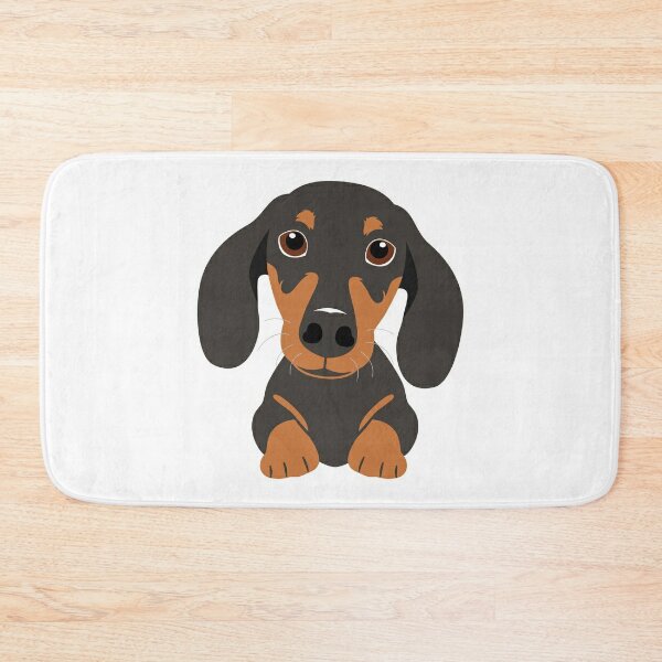 Dachshund Pet Dog Bath Mat Long Haired Black Tan Miniature Doormat