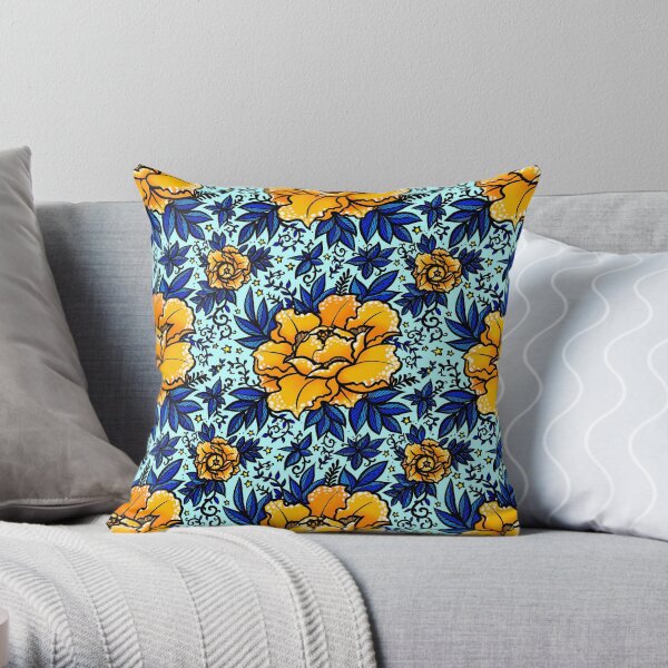 Tropical Peony Magic Throw Pillow