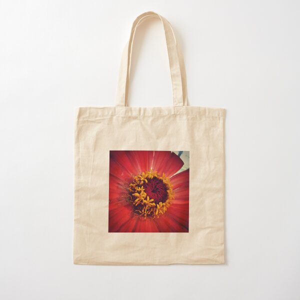 red zinnia - details Cotton Tote Bag