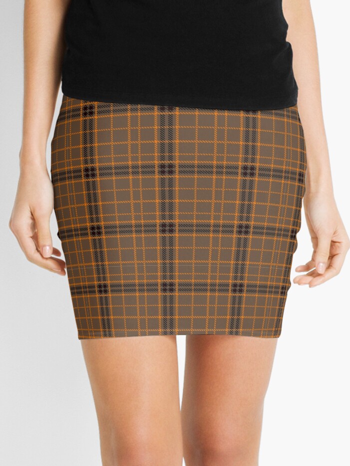 Brown tartan pencil outlet skirt