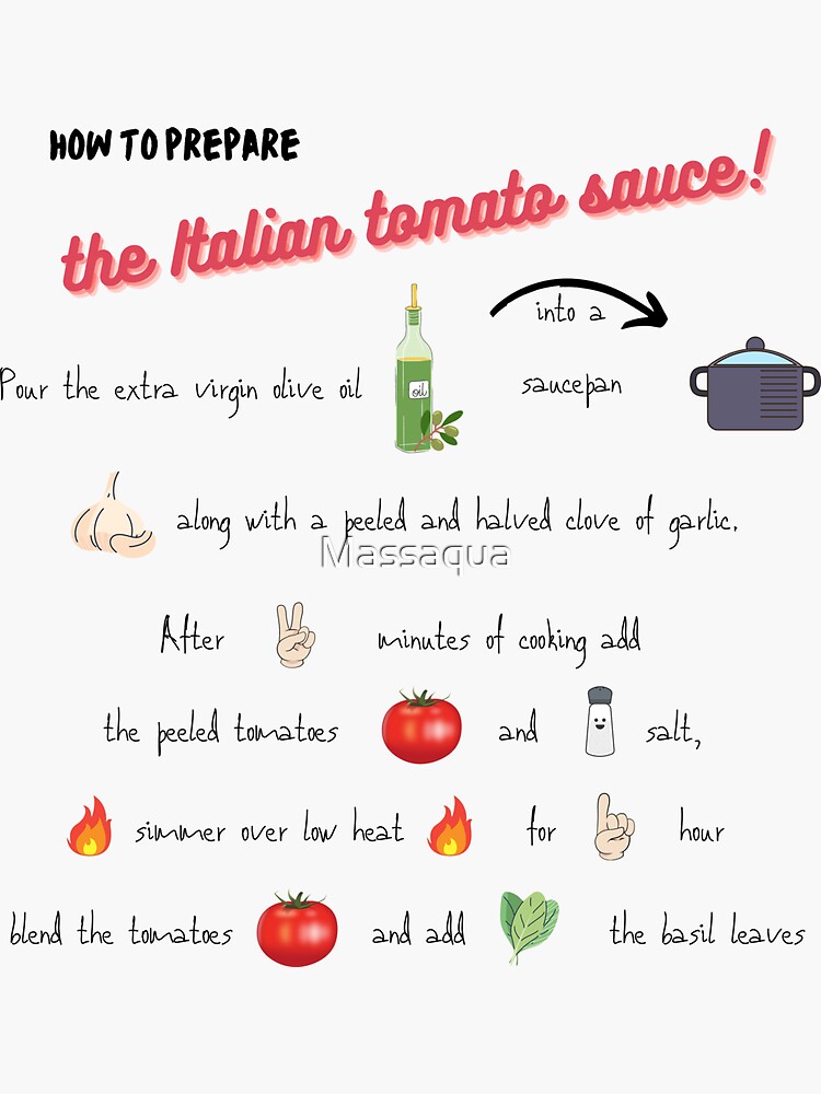 "How to prepare the Italian tomato sauce!" Sticker for Sale by Massaqua
