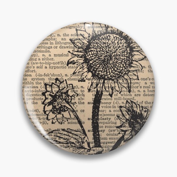 Item preview, Fall Sunflower Sketch, Vintage Dictionary Art, Autumn Art Print for Vintage Book Lovers designed and sold by LibellasBA.