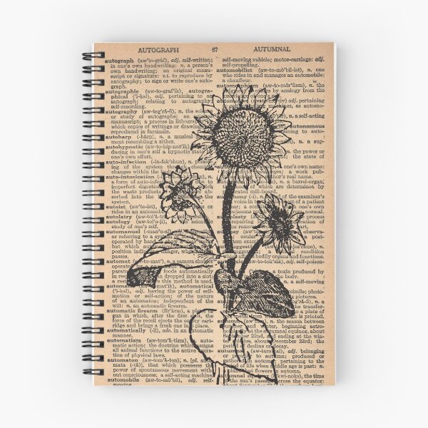 Item preview, Fall Sunflower Sketch, Vintage Dictionary Art, Autumn Art Print for Vintage Book Lovers designed and sold by LibellasBA.