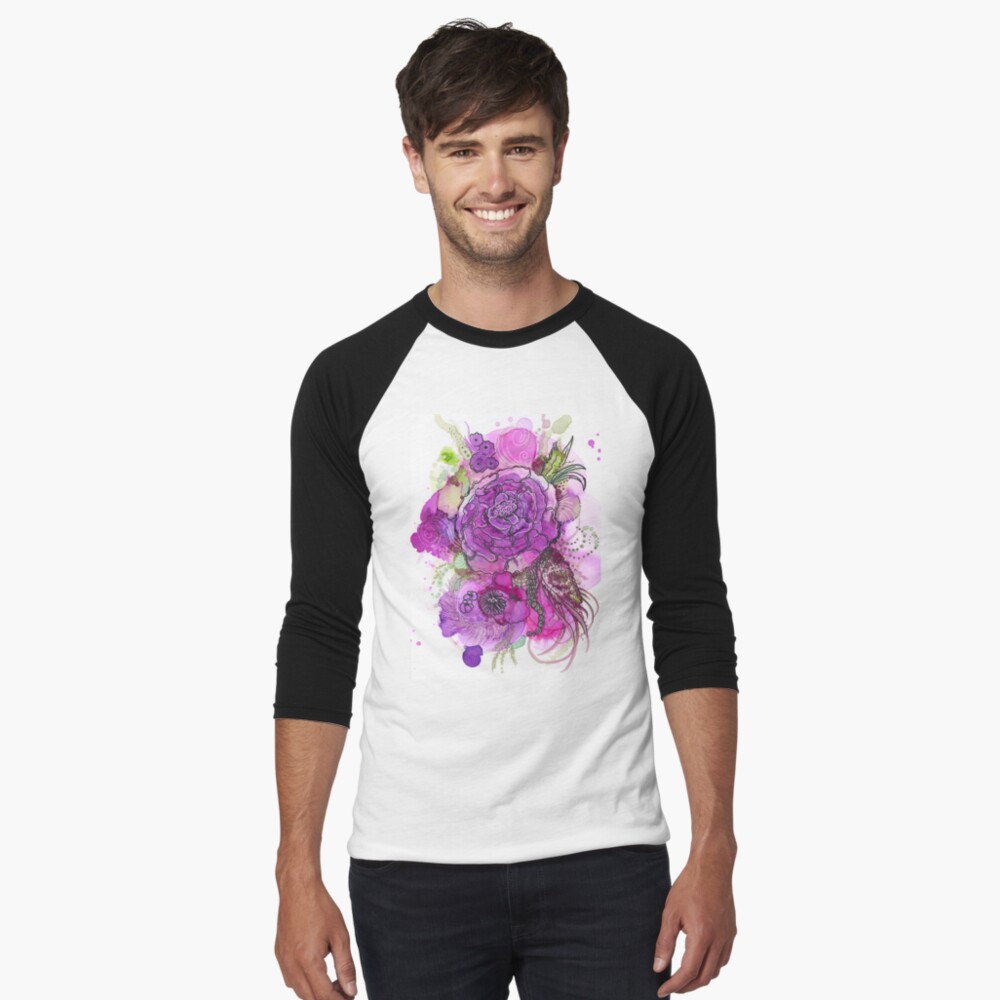 Item preview, Baseball ¾ Sleeve T-Shirt designed and sold by curlyartcloud.