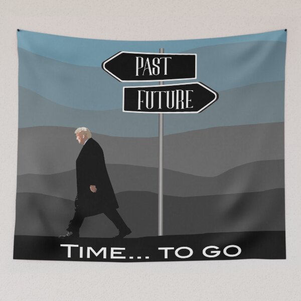 Item preview, Time to go Trump, drawn while walking in the past, the future is open! grey and blue shade behind him designed and sold by Aura-E.