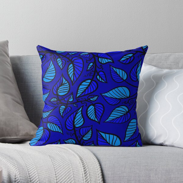 Blue Graphic Vines (Summer Magic) Throw Pillow