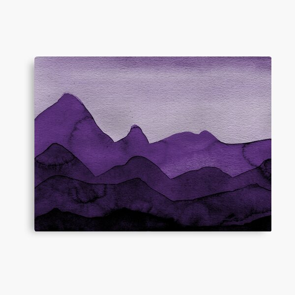 Berge in Violett, Magenta, Lila, Grau, Schwarz Leinwanddruck