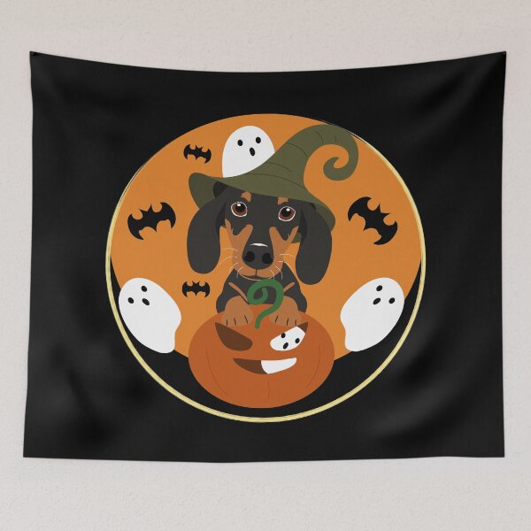 Item preview, Halloween Dachshund Sausage Dog Witch designed and sold by Lulupainting.