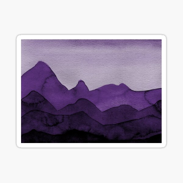 Berge in Violett, Magenta, Lila, Grau, Schwarz Sticker