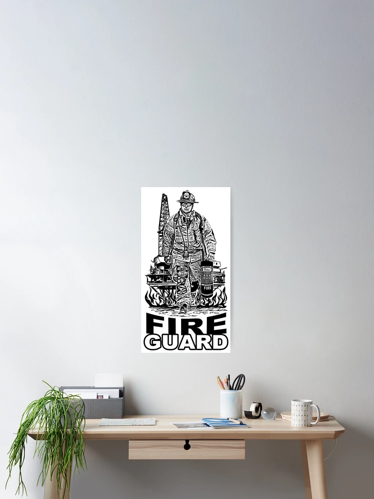 Thumbnail 2 of 3, Poster, Fire Guard; Oil Rig; designed and sold by StickerApe.