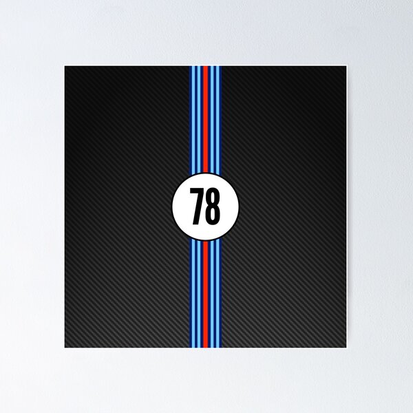 Item preview, Martini Racing Number 78 Carbon Poster – Classic Stripes Livery Art designed and sold by Road To Track.