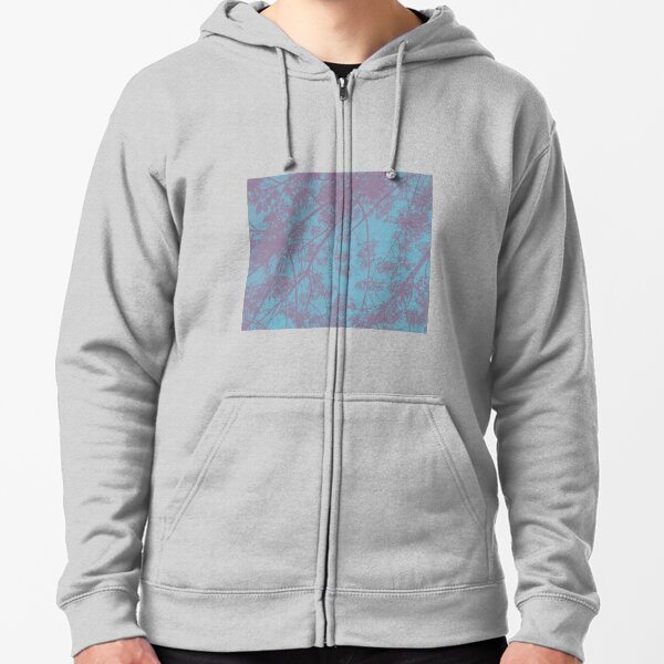 Foliage Duotone Print Zipped Hoodie