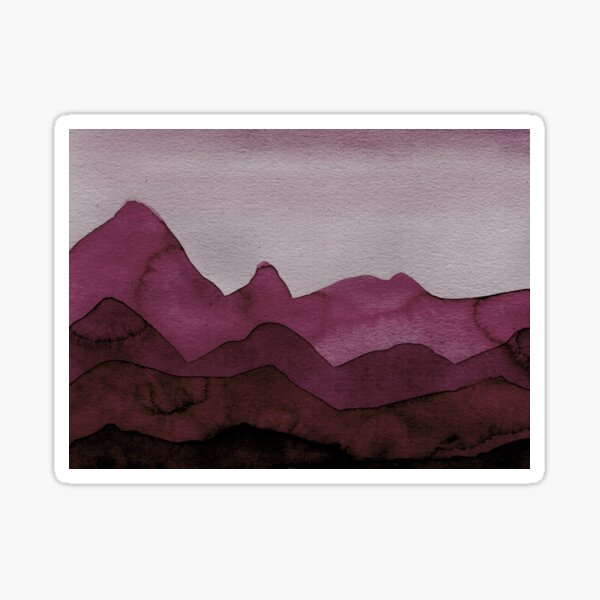 Berge in Bordeaux, Magenta, Lila, Violett, Rot, Schwarz, Grau Sticker