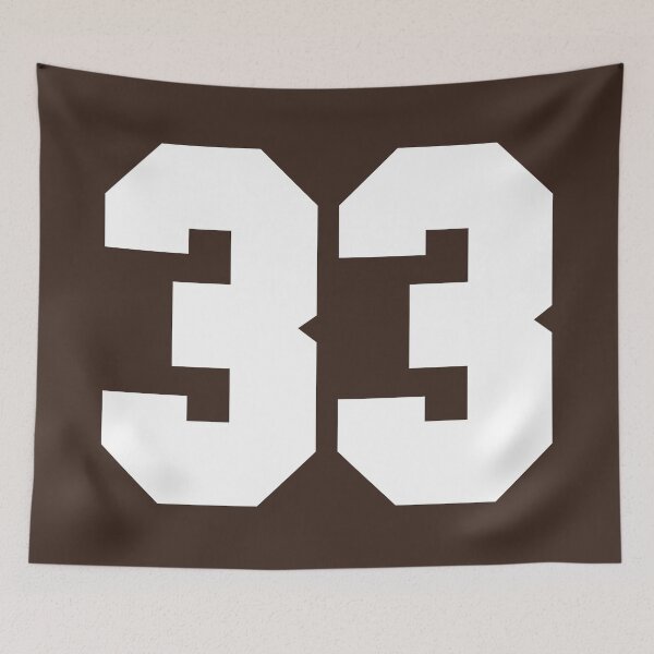 Item preview, 33 Number Cleveland Sports Thirty-Three Brown Jersey designed and sold by HelloFromAja.