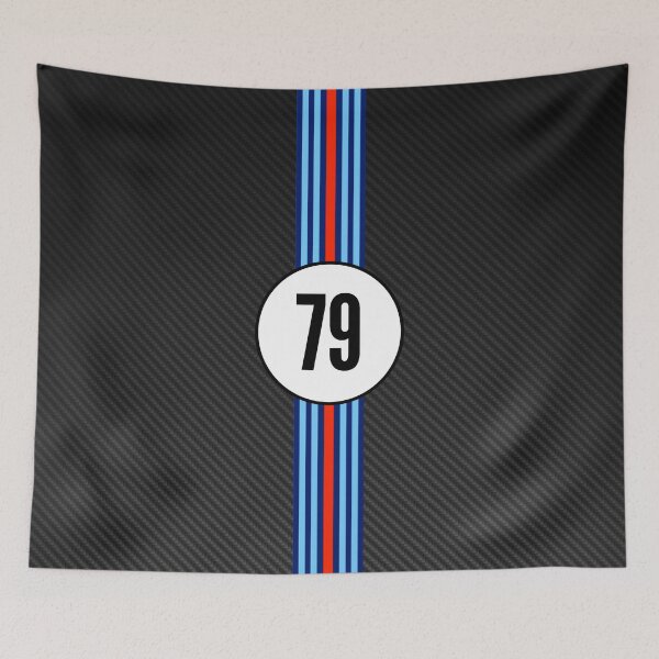 Item preview, Martini Racing Number 79 Carbon Poster – Classic Stripes Livery Art designed and sold by Road To Track.