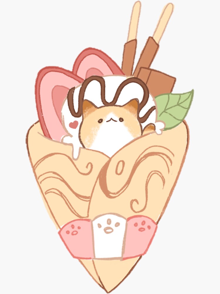 "Crepe Cat" Sticker by koxumon Redbubble