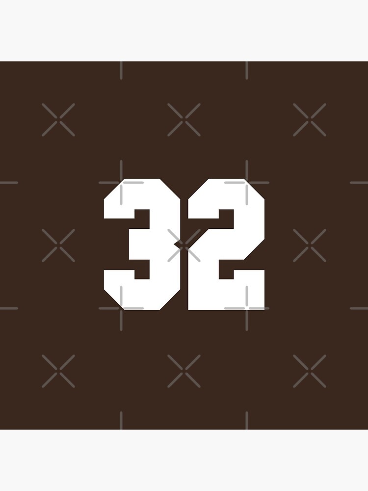 32 Number Cleveland Sports Thirty-Two Brown Jersey Sticker for