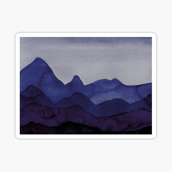 Berge in Blau, Violett, Türkis, Azure, Schwarz, Grau Sticker