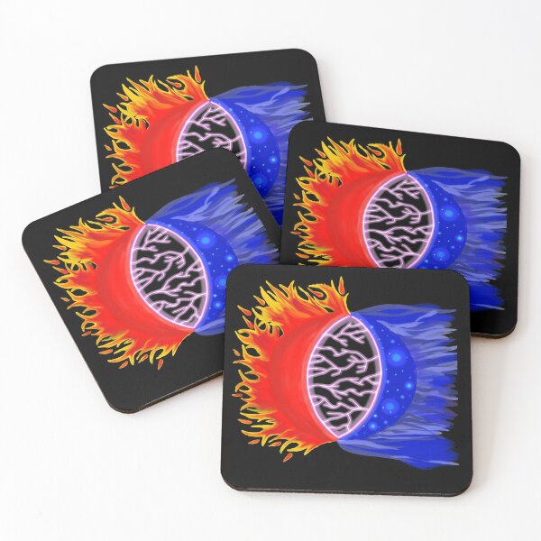 Item preview, Fire and ice moons with lightning designed and sold by EarthlingHelena.