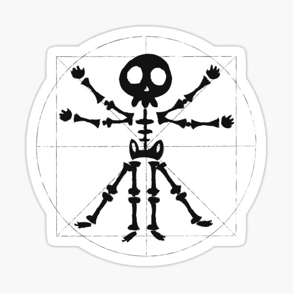 vitruvian man dark skeleton Sticker