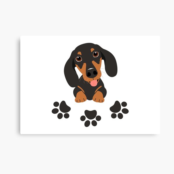 "Dachshund Sausage Dog and Paw Print" Canvas Print for Sale by Lulupainting Redbubble