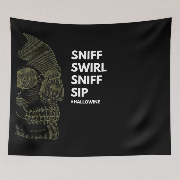 Item preview, Hallowine Halloween skull sniff swirl sniff sip designed and sold by wineandwords.