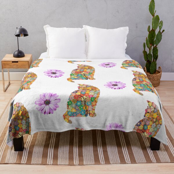 Item preview, cat by flowers yellow,green,red,blue,orange designed and sold by Dahani-mo.