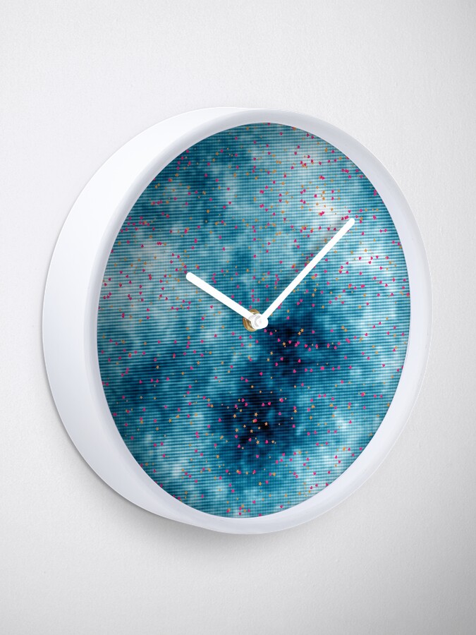 Thumbnail 2 of 4, Clock, Moody Blue Sky Clouds Cute Sprinkles Pattern designed and sold by billingtonpix.