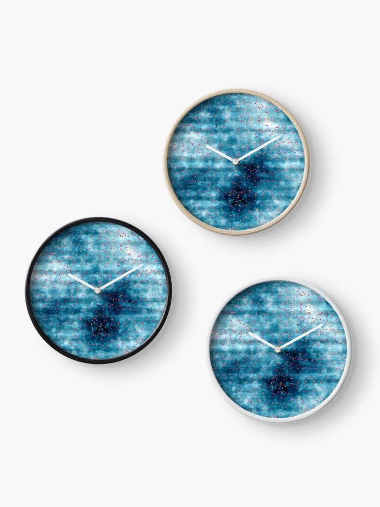 Thumbnail 3 of 4, Clock, Moody Blue Sky Clouds Cute Sprinkles Pattern designed and sold by billingtonpix.