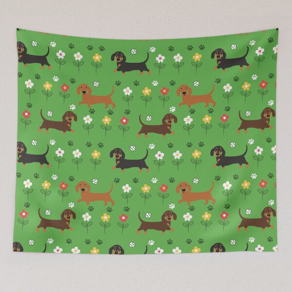Item preview, Dachshund Sausage Dog and Flowers designed and sold by Lulupainting.