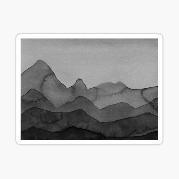 Berge in Grau, Schwarz, Weiss Sticker