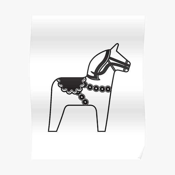 "The black and white Dala Horse" Poster for Sale by Swedishorigin