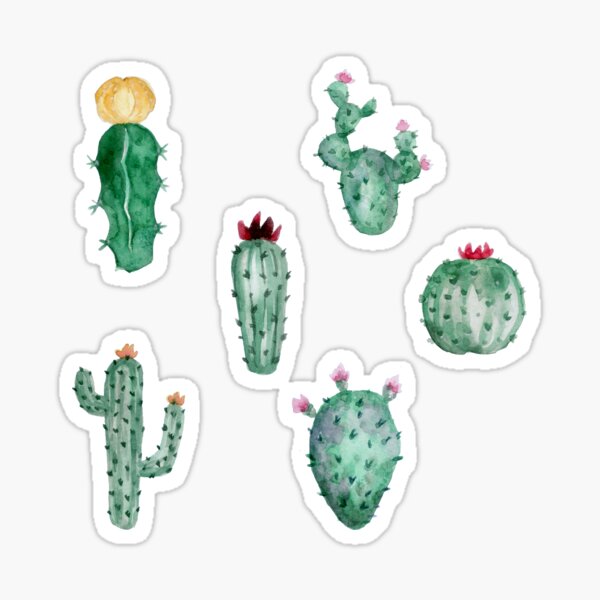 Vista previa del artículo con la obra «lindo paquete de pegatinas de cactus y suculentas kawaii», diseñado y vendido por Clickforyous.