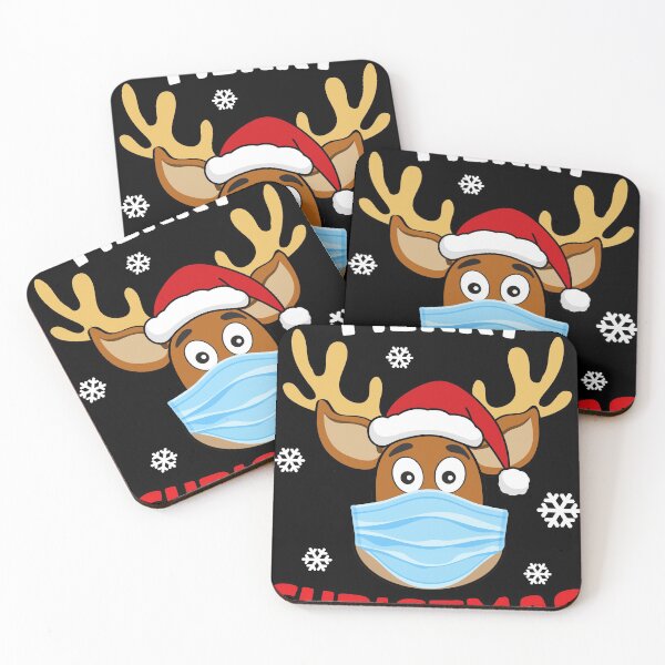 Item preview, Merry Christmas 2020 Quarantine Reindeer Face Mask designed and sold by RetroStyle247.