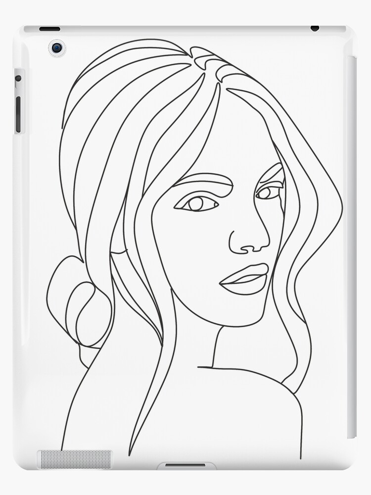 Abstact line art face. Line drawing woman face. Single Line Face