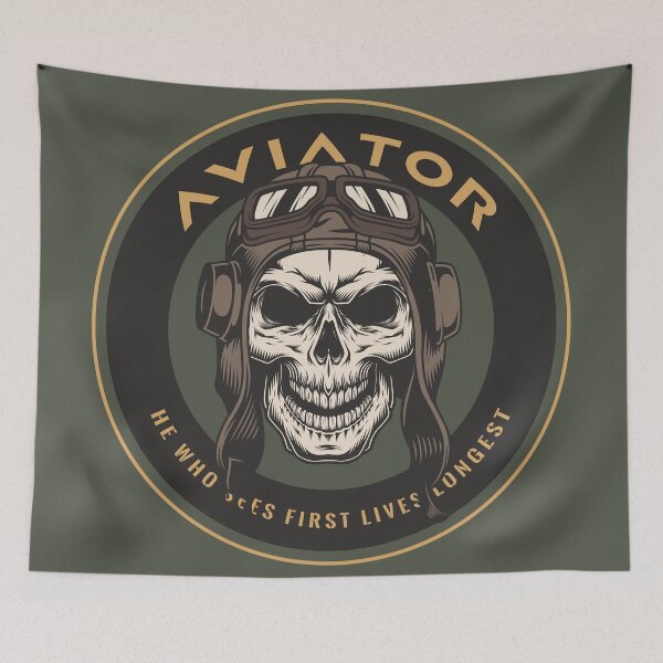 Item preview, Vintage Aviator Skull Fighter Pilot designed and sold by Rott515.